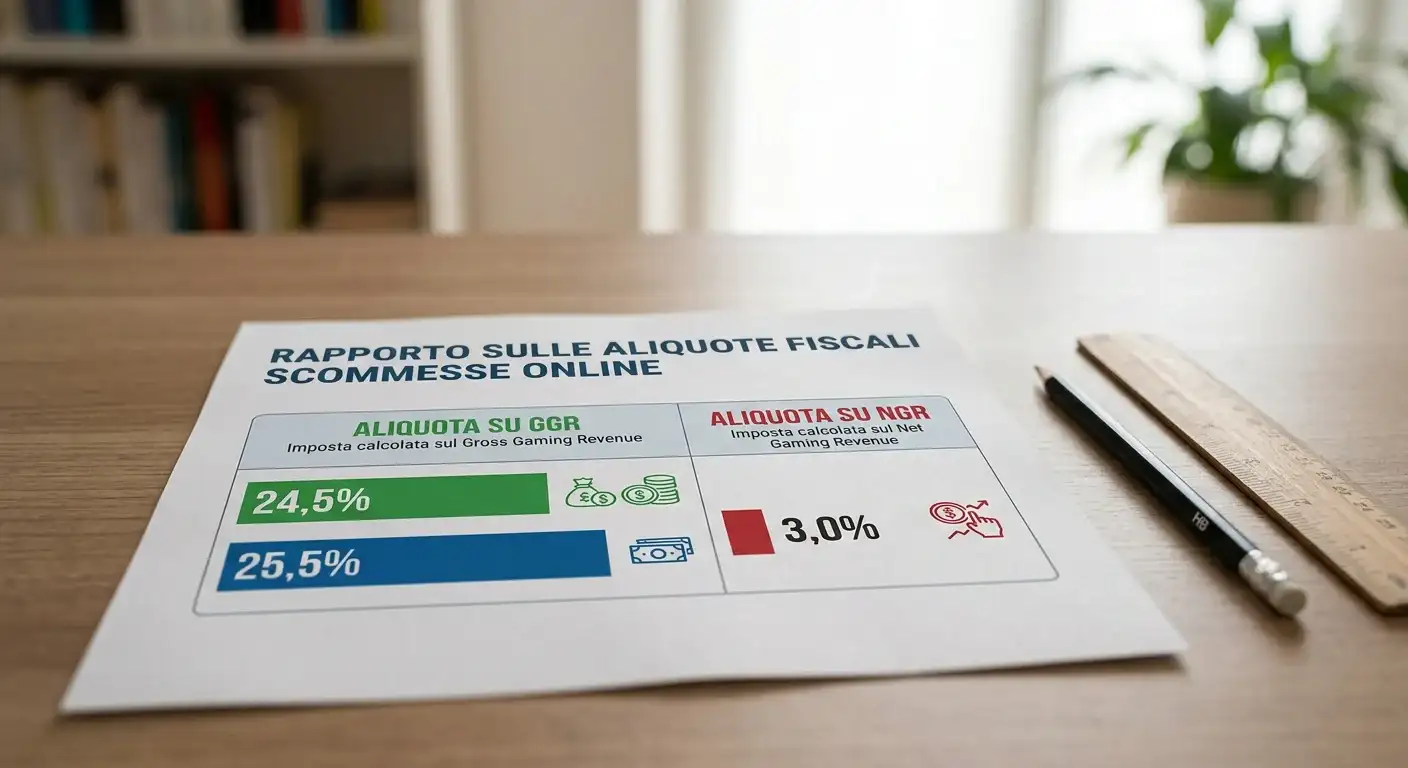 Schema delle aliquote fiscali GGR e NGR sulle scommesse online ADM 2025