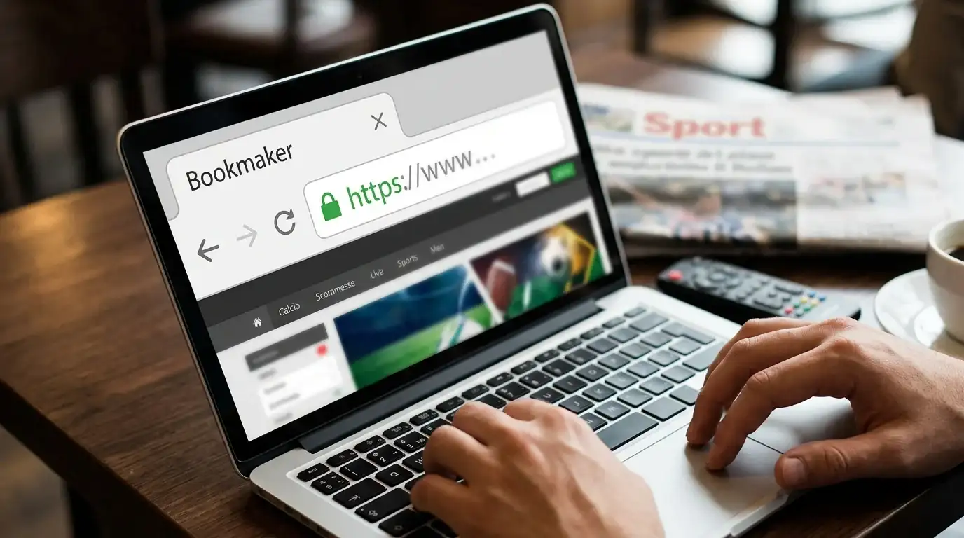 Barra degli indirizzi del browser con verifica HTTPS del bookmaker