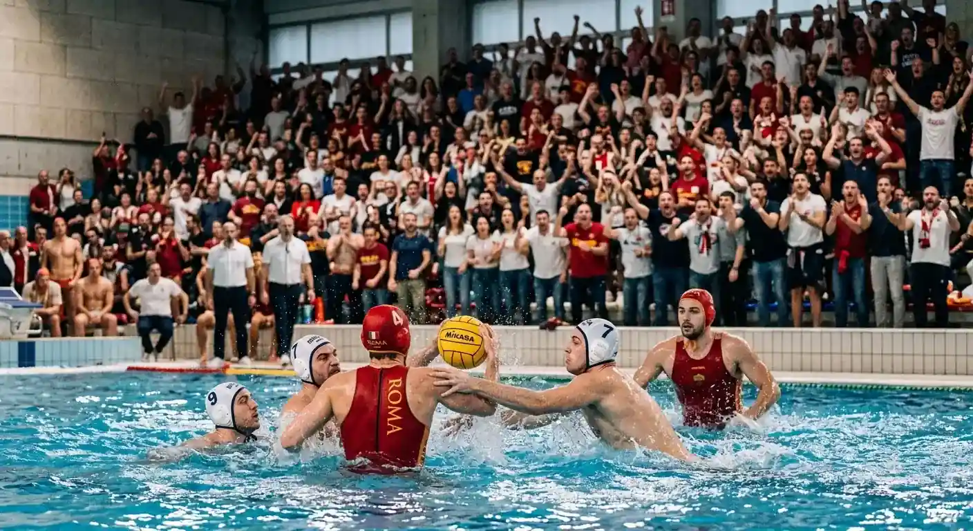 Derby italiano di pallanuoto tra rivali storiche con pubblico sugli spalti