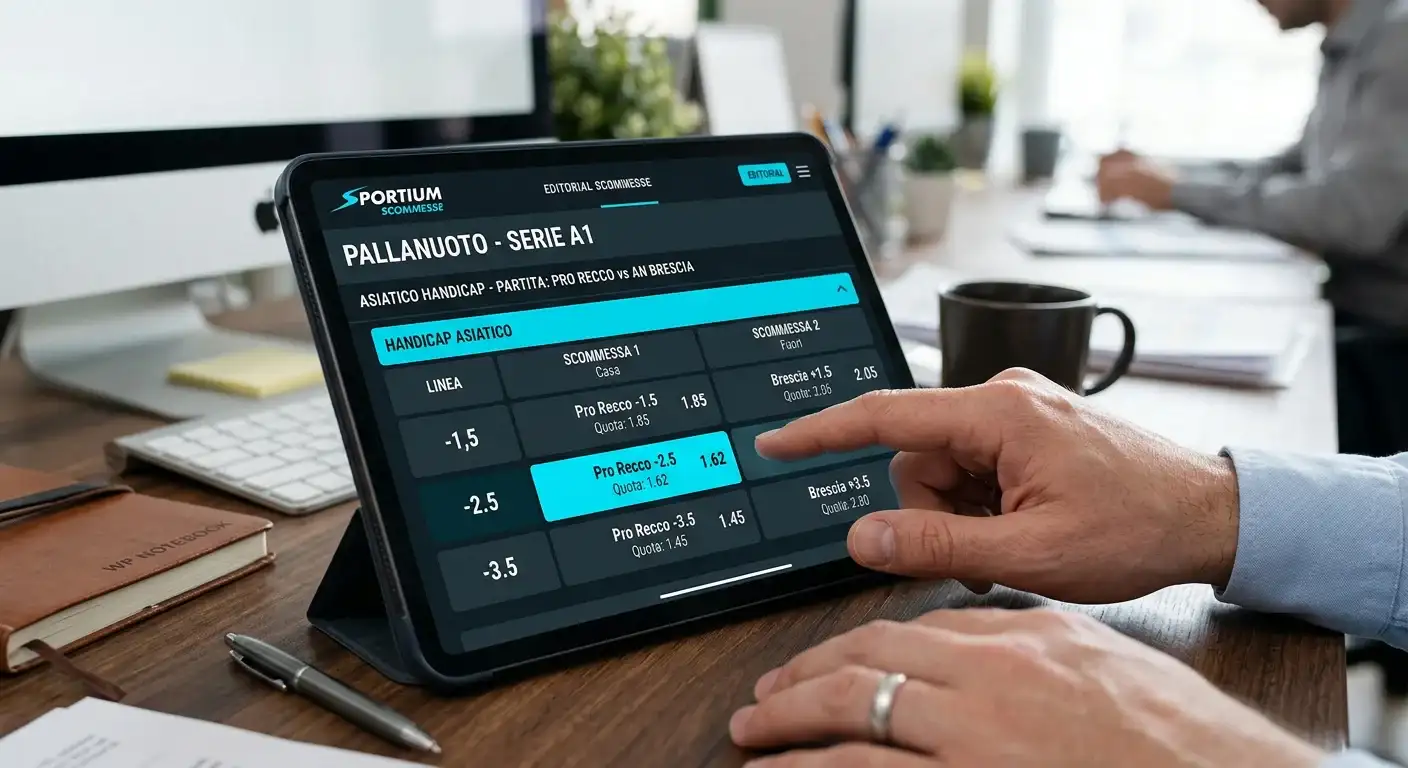 Esempio di handicap asiatico applicato a una scommessa di pallanuoto