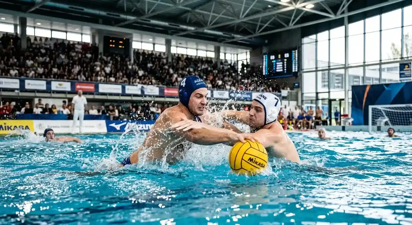 Match di LEN Euro Cup di pallanuoto tra club europei in piscina internazionale