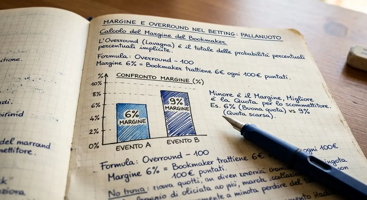 Visualizzazione del margine bookmaker overround applicato alle quote di pallanuoto
