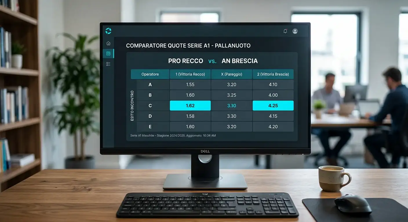 Palinsesto bookmaker con mercati di scommessa pallanuoto 1X2 Under Over e handicap su match Serie A1