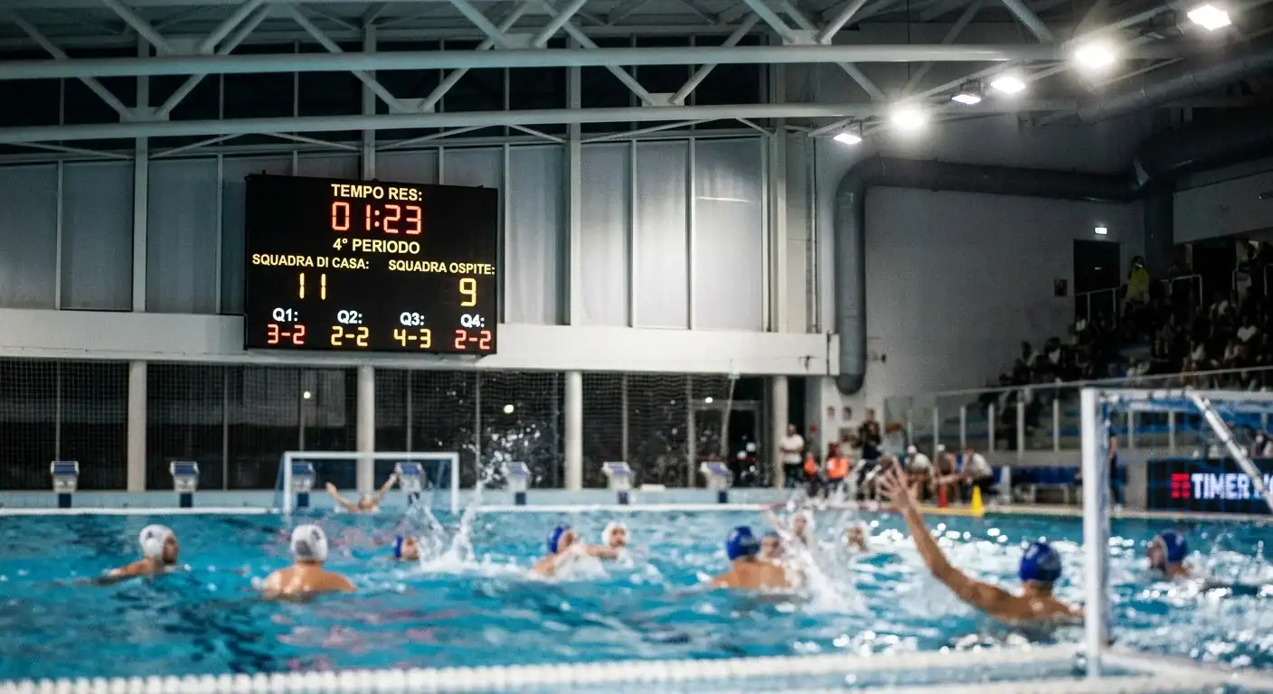 Tabellone con quote per singolo quarto di una partita di pallanuoto