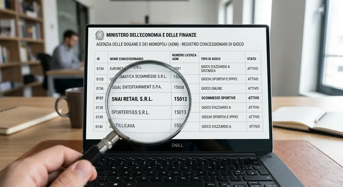 Verifica della licenza ADM di un bookmaker pallanuoto attraverso il registro pubblico
