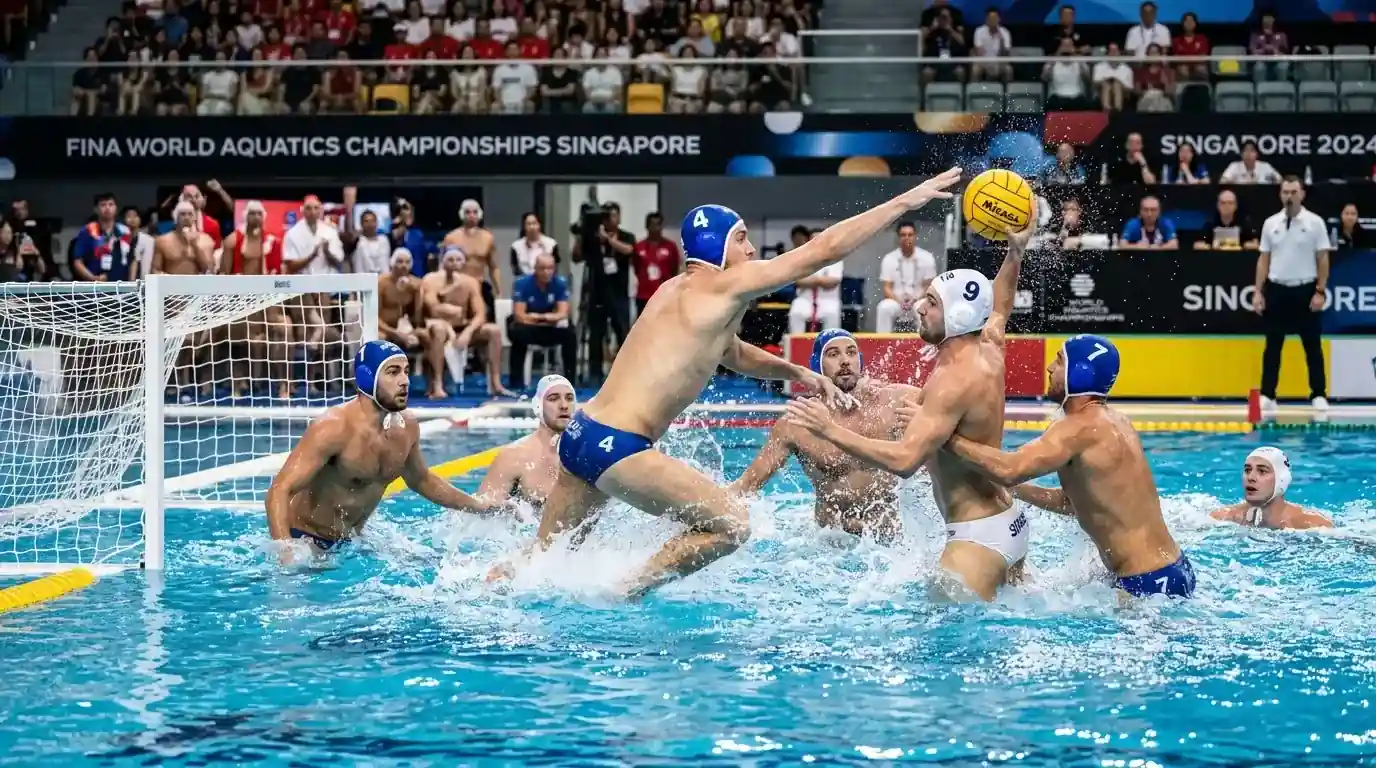 Partita di pallanuoto ad alto punteggio dai Mondiali di Singapore