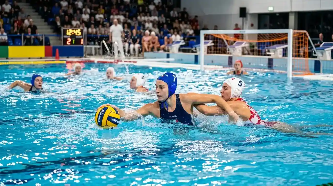Incontro internazionale di pallanuoto femminile tra nazionali europee